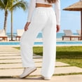 thumbnail image 4 of Lullu Little Girls Summer Beach Pants Breathable Lightweight Straight Palazzo Pants, White, 4 of 6
