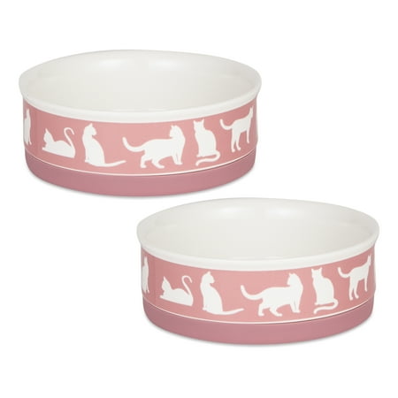 UPC: 0072456144126 | Pet Bowl Cats Meow Rose Medium 6Dx2H (Set of 2)