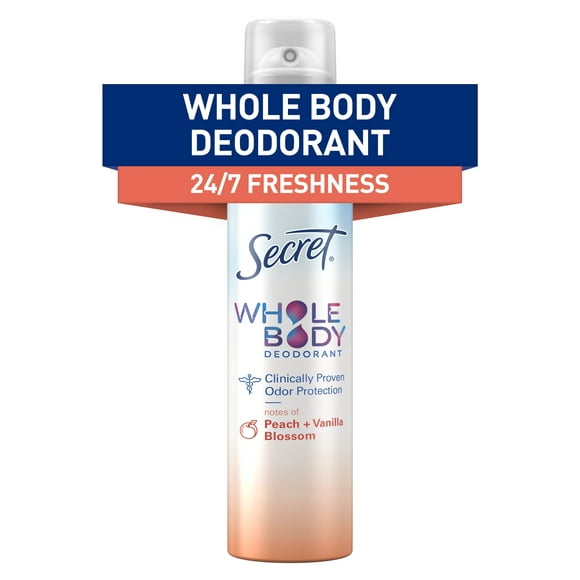 Secret Women's Whole Body Aluminum Free Deodorant Spray Peach & Vanilla 3.5oz