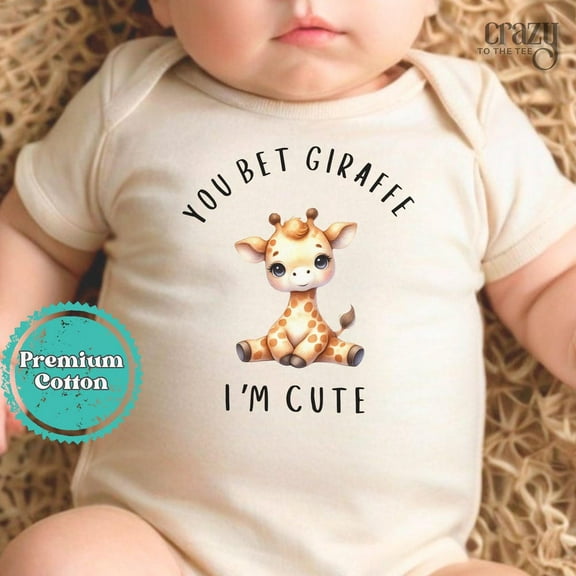 Baby Bodysuit BELLA CANVAS You Bet Giraffe I'M Cute Baby Onesie, Cute Giraffe Newborn Body Suit, Funny Newborn Baby Gift, Safari Baby Shower Gift