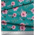 thumbnail image 2 of Soimoi Blue Cotton Duck Fabric Leaves & Chrysanthemum Floral Decor Fabric Printed Yard 42 Inch Wide, 2 of 3