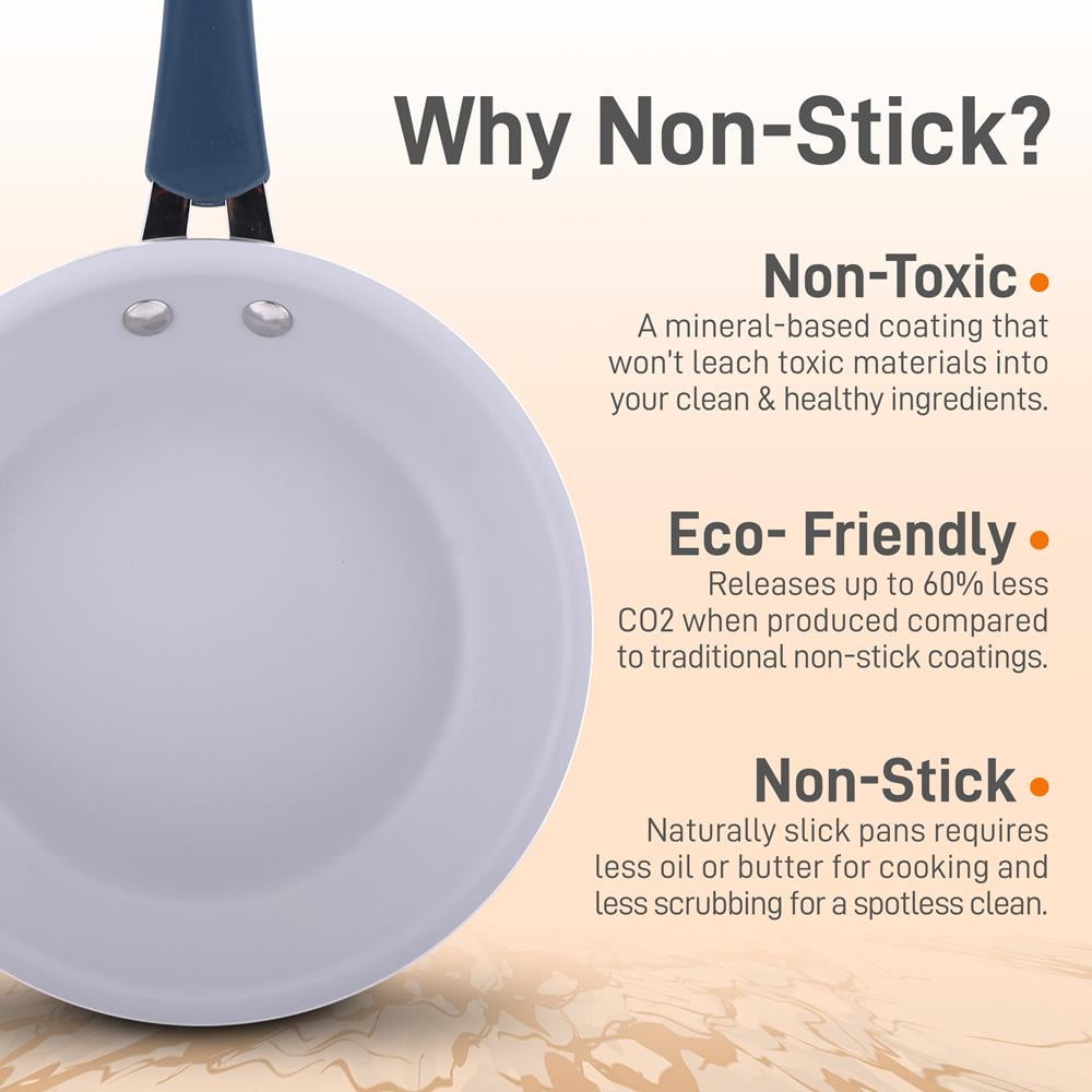 10'' Medium Fry Pan - Non-Stick High-Qualified Kitchen Cookware, Heat Resistant Lacquer Outside, (Works with Models: NCCW14SBLU & NCCW20SBLU) - NutriChef NCCW14SBLUMFP