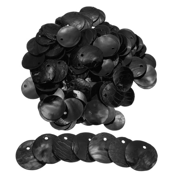 Uxcell 120Pcs Capiz Shells 1.5cm/0.6" Round Natural Shells with 2 Holes for DIY Craft Decoration, Black