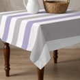 thumbnail image 4 of Purple Grey Stripe Table Cloth Waterproof Tablecloths, Modern Farmhouse Vertical Striped Tablecloth Dining Table Cover for Kitchen Party Tabletop Outdoor, Square Tablecloth 60x60 Inch, 4 of 9