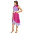 thumbnail image 2 of Yhong Women Prasie Dance Tunics Sleeveless Asymmetrical Hem Leotard Dresses Lyrical Ballroom Hot Pink&Light Purple XL, 2 of 6