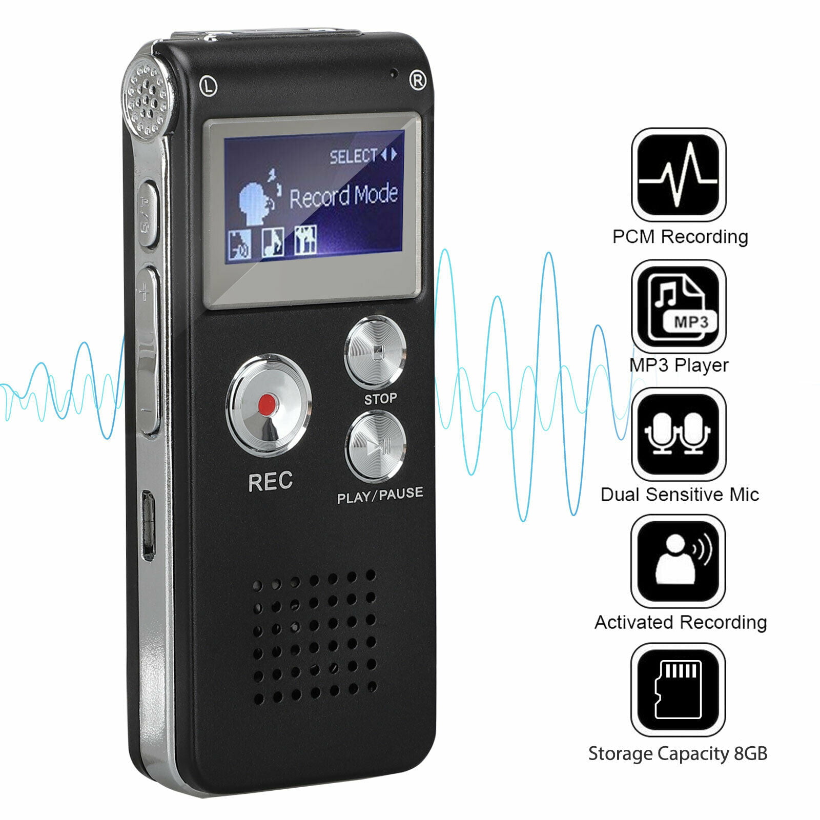Voice Activate Mini Spy Digital Sound Audio Recorder Dictaphone MP3 Player US