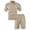 Khaki, variant on Purcolt 2 Pieces Outfits for Men Casual Textured Collared Golf Shirt and Shorts Tracksuit Summer Athletic Sport Matching Set for Jogging Gym Workout
