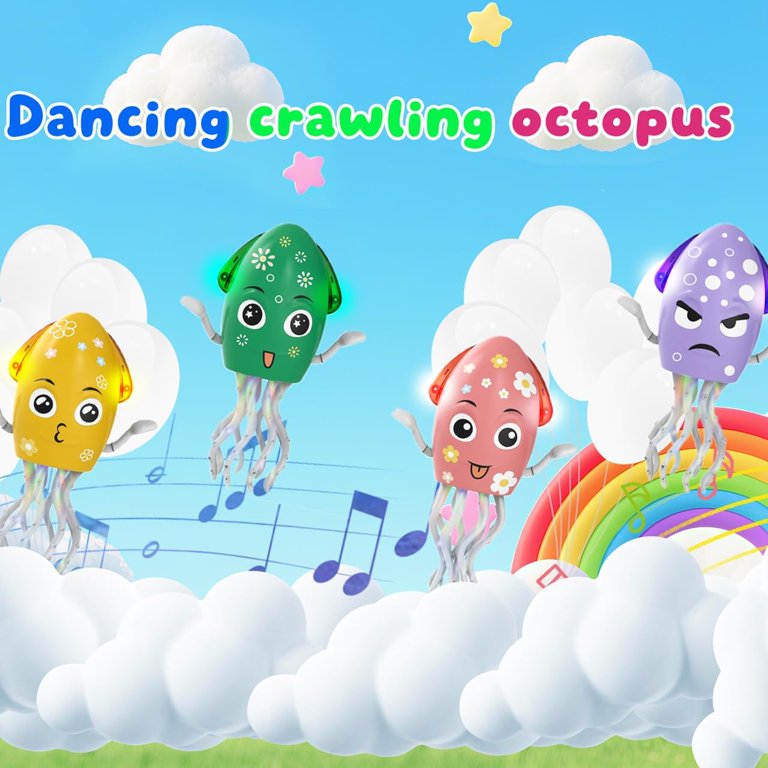 SONGDIQI Pulpo Eléctrico Bailarín Con Luces LED Y Música – Juguete Con Evasión De Obstáculos Y Pesca Simulada – Carga USB