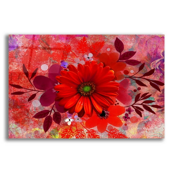 Epic Art 'All-Red' by Ata Alishahi, Acrylic Glass Wall Art, 24"x16"