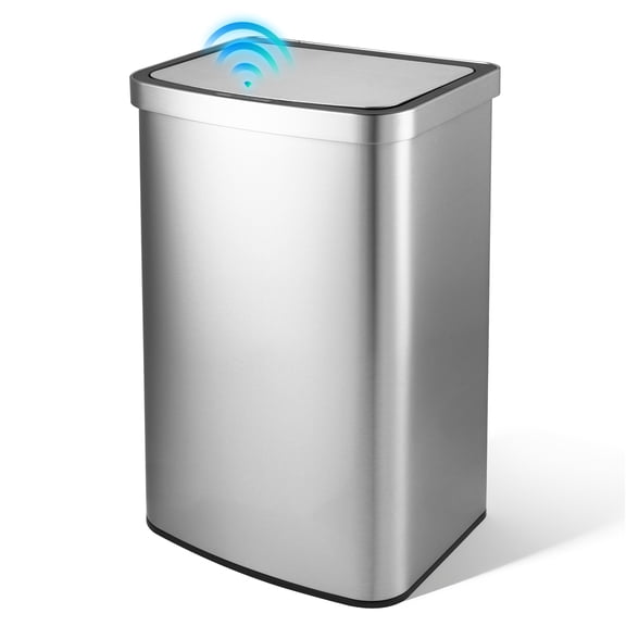 Innovaze 15.85 gal./60 Liter Stainless Steel Rectangular Motion Sensor Trash Can for Kitchen, Silver