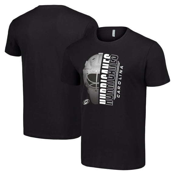 Men's Starter Black Carolina Hurricanes Half Helmet Logo T-Shirt