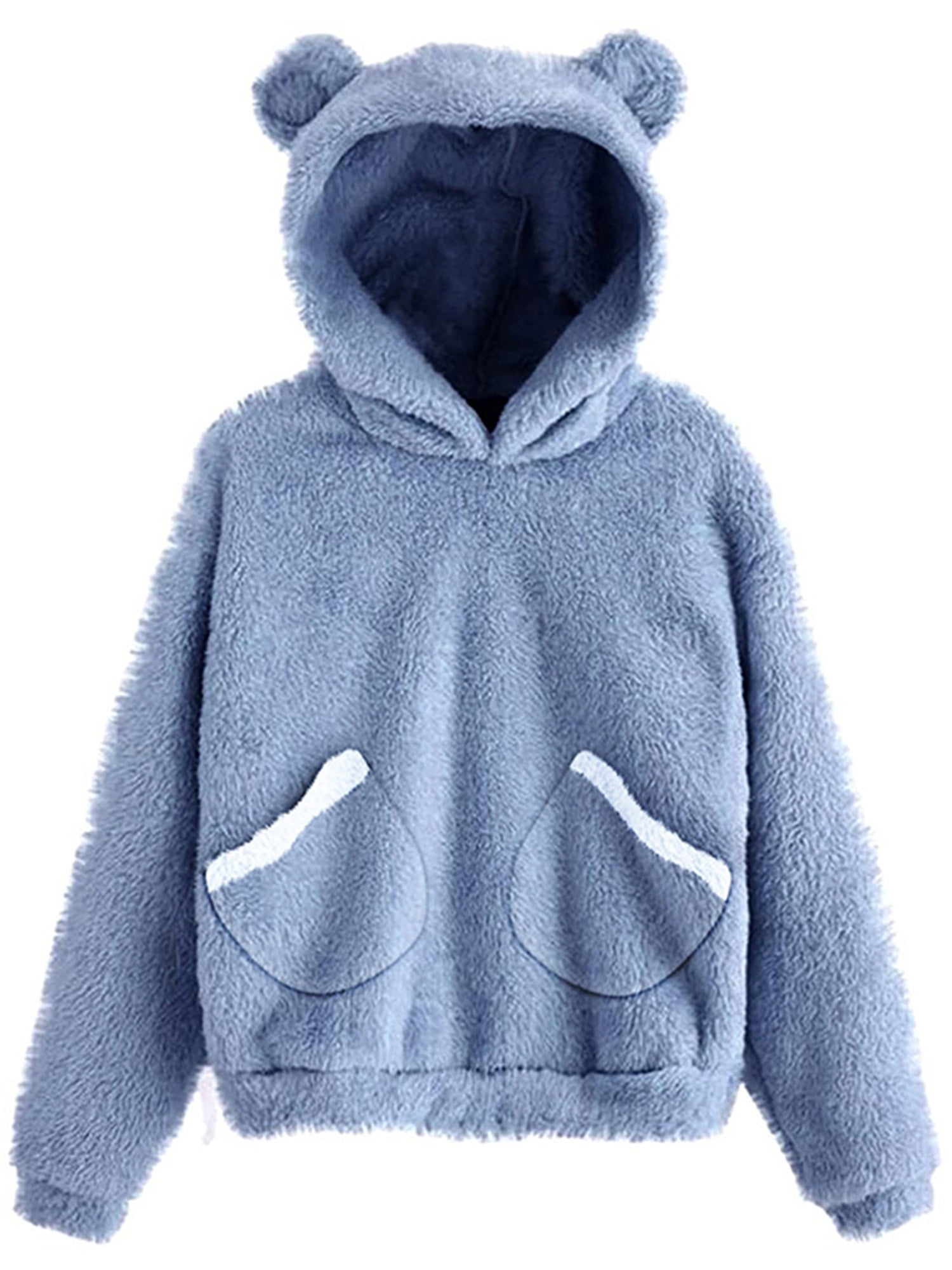 blue furry hoodie