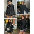 thumbnail image 2 of Women's Crop Knit Scarf Coat High Low Long Sleeves Knit Cardigan with Undetachable Scarf Cozy Fall Winter Outerwear for Office & Casual, 2 of 10