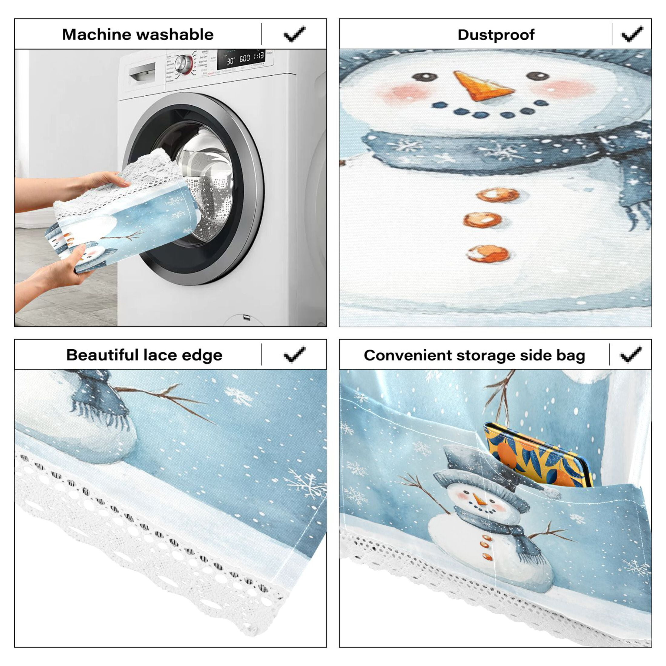 WOBOGO Cute Children's Book Illustration Style Snowman Washing Machine Cloth Dryer Refrigerator Top Cover Protective Non-Slip Mat For Kitchen Laundry
