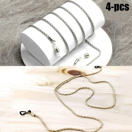 Leather Glasses Holder Necklace Justdolife 4Pcs Eye Glasses Chain Vintage Sunglasses Chain Eyeglasses Strap Eyewear Holder Cords Chain Lanyard Necklace ()