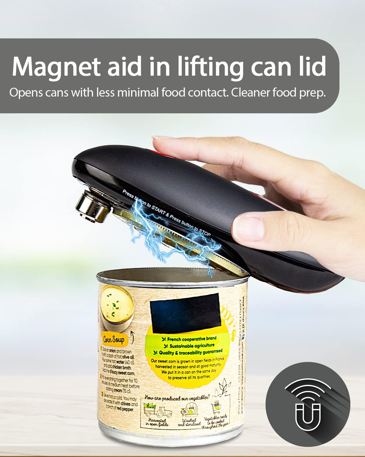 Can Opener Electric for Kitchen with Stainless Steel Blade Portable