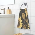 thumbnail image 3 of Yayeee 2 Pack Hand Towels for Bathroom 100% Cotton 16" x 28" Soft Absorbent Kitchen Towel, Black Sunflower Pattern, 3 of 7