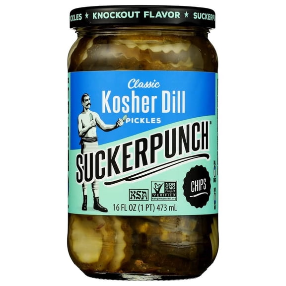Suckerpunch, Kosher Dill Pickle Chips, 16 Fl Oz