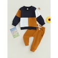 thumbnail image 2 of Bagilaanoe 2PCS Toddler Baby Boy Long Pants Set Contrast Color Long Sleeve Sweatshirt Pullover Tops + Sweatpants 6M 12M 18M 24M 3T Kids Casual Sweatsuits, 2 of 8