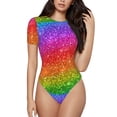 thumbnail image 2 of Picia Colorful Glitter Womens One Piece Swimsuits Modest Tummy Control Bathing Suits Lace Up Slimming Swim Suit-Small, 2 of 9