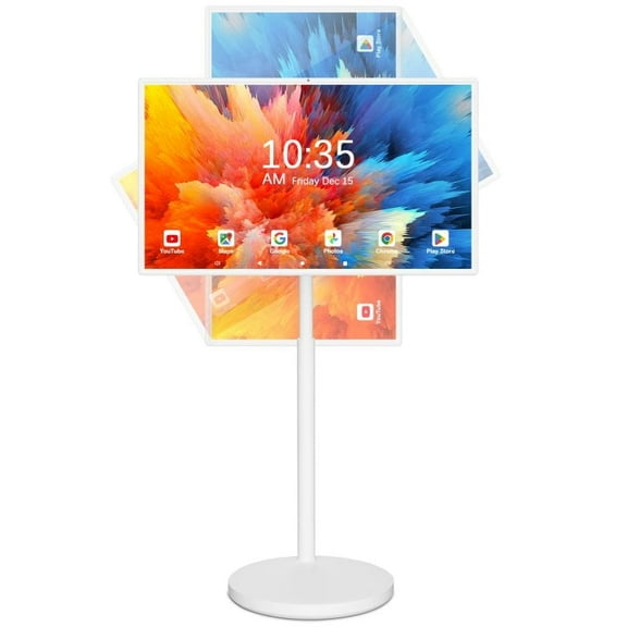 32-Inch Portable Touchscreen TV Monitor with 8GB RAM, 128GB Storage, Android 13 OS, Rolling Stand, Built-in Battery and Remote Control