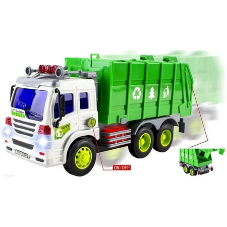 Friction Powered Garbage Toy for Kids with Lights and Sounds | Waste Management Dump Truck with Back Door Open Friction Powered Garbage Toy for Kids with Lights and Sounds | Waste Management Dump Truck with Back Door Open