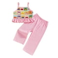 thumbnail image 1 of Conjunto de dos piezas para niñas pequeñas: camisola con volantes y pantalones elásticos con flores/frutas de ganchillo. Ropa de verano para bebés., 1 of 9