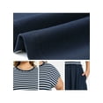 thumbnail image 6 of GRACE & GRANDEUR Women's Plus Size Casual Dress Crew Neck Raglan Sleeve Striped Patchwork Gathered-Waist Midi A-Line Dresses with Pockets 1X Navy Blue, 6 of 7