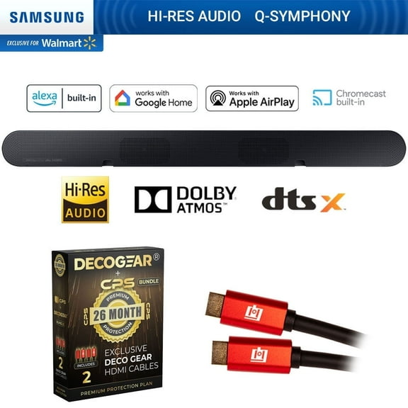 Samsung HW-S60D S-series 5.0ch. Wireless Dolby ATMOS Soundbar w/ Q-Symphony (2024) Bundle with Deco Gear 4K HDMI 2.0 Cable x2 & CPS Exclusive 26 Month Protection Pack