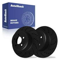 AutoShack 12.59" (319.9 mm) Rear Solid Drilled & Slotted Brake Rotors E-Coated | Replacement for 2006-2023 Dodge Charger 2005-2023 Chrysler 300 | Black Finish | 2-PC Set | NightGuard
