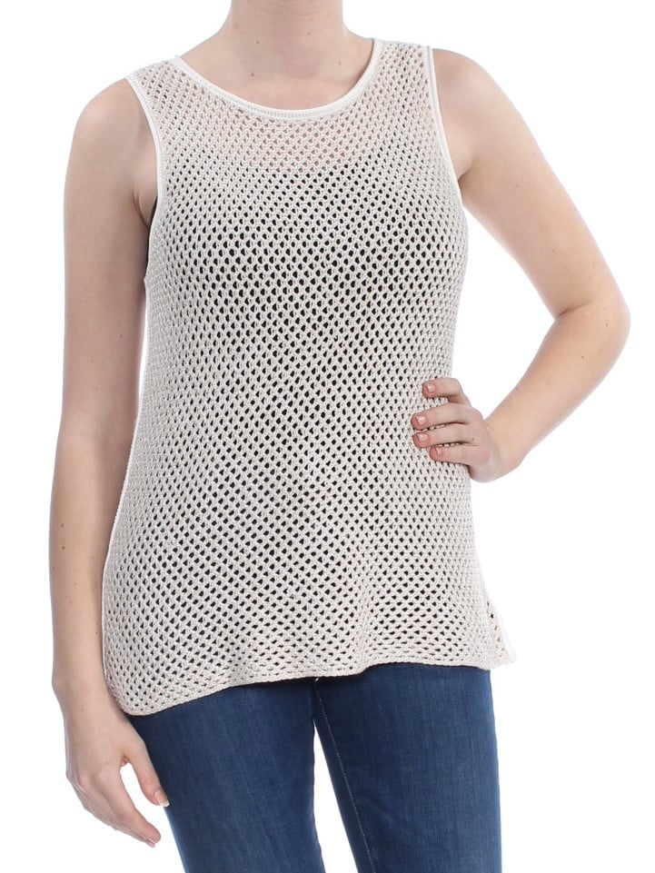 sleeveless crew neck sweater