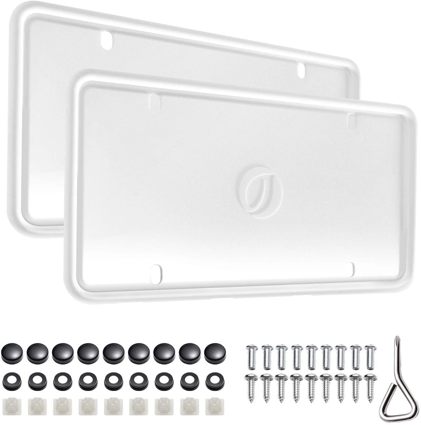 Silicone License Plate Frame 2Pack with Mounting Accessories White