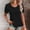 Black, variant on Women's T Shirts, Scalloped Floral Lace Hollow Crochet U Neck Rhinestone Trim Short Sleeve Loose Elegant Dressy Casual Summer Work Tops, Blue M