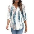 thumbnail image 3 of cocolona Womens Summer V Neck 3/4 Sleeve Tops Dressy Casual Blouses Fashion Casual Loose Cute Print T-shirts Trendy Tops 2025, 3 of 7