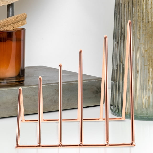 WEUVEB Soporte Decorativo Multifuncional Para Vinilos Y Libros Color Oro Rosa Ideal Para Oficina