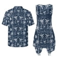 thumbnail image 3 of Psesaysky Retro Palm Print Couple Shirt and Midi Dress Summer Boho Sleeveless Tank Sundress for Women or Mens Short Sleeve Buttons Shirts Couples Matching Luau Outfit, 3 of 7