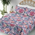 thumbnail image 3 of Ambesonne Peony Pattern Fitted & Flat Sheet with Sham 3 Pcs Set, Jungle Boho Flowers, Twin XL, Indigo Pale Pink Lilac, 3 of 5