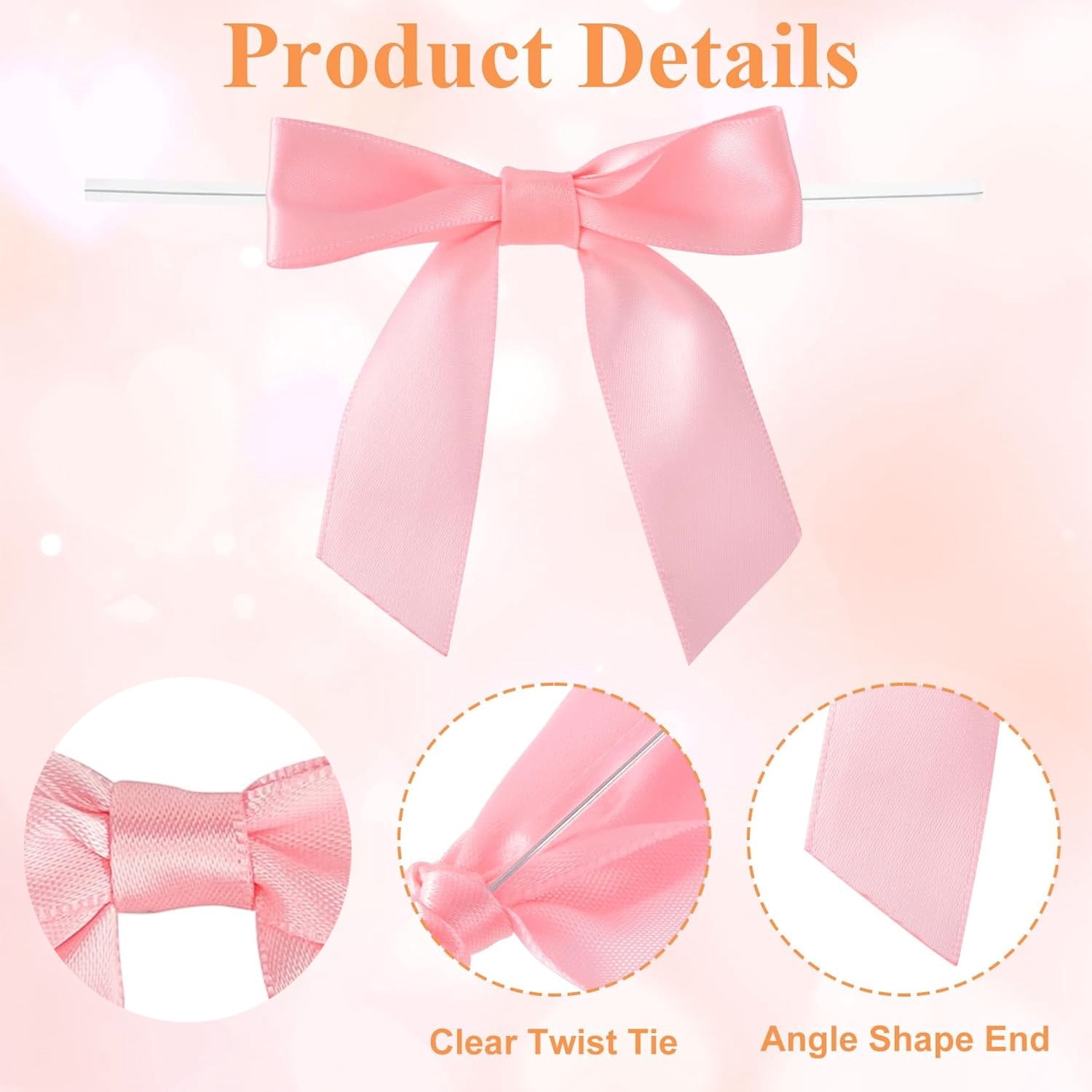 2.75" Pre-Tie Craft Bows,Happon 300 Pack Multicolor Twist Tie Bows,Mini Satin Ribbon Bows for Crafts,DIY Twist Ties Bows for Treat Bags Christmas Wedding Gift Wrapping