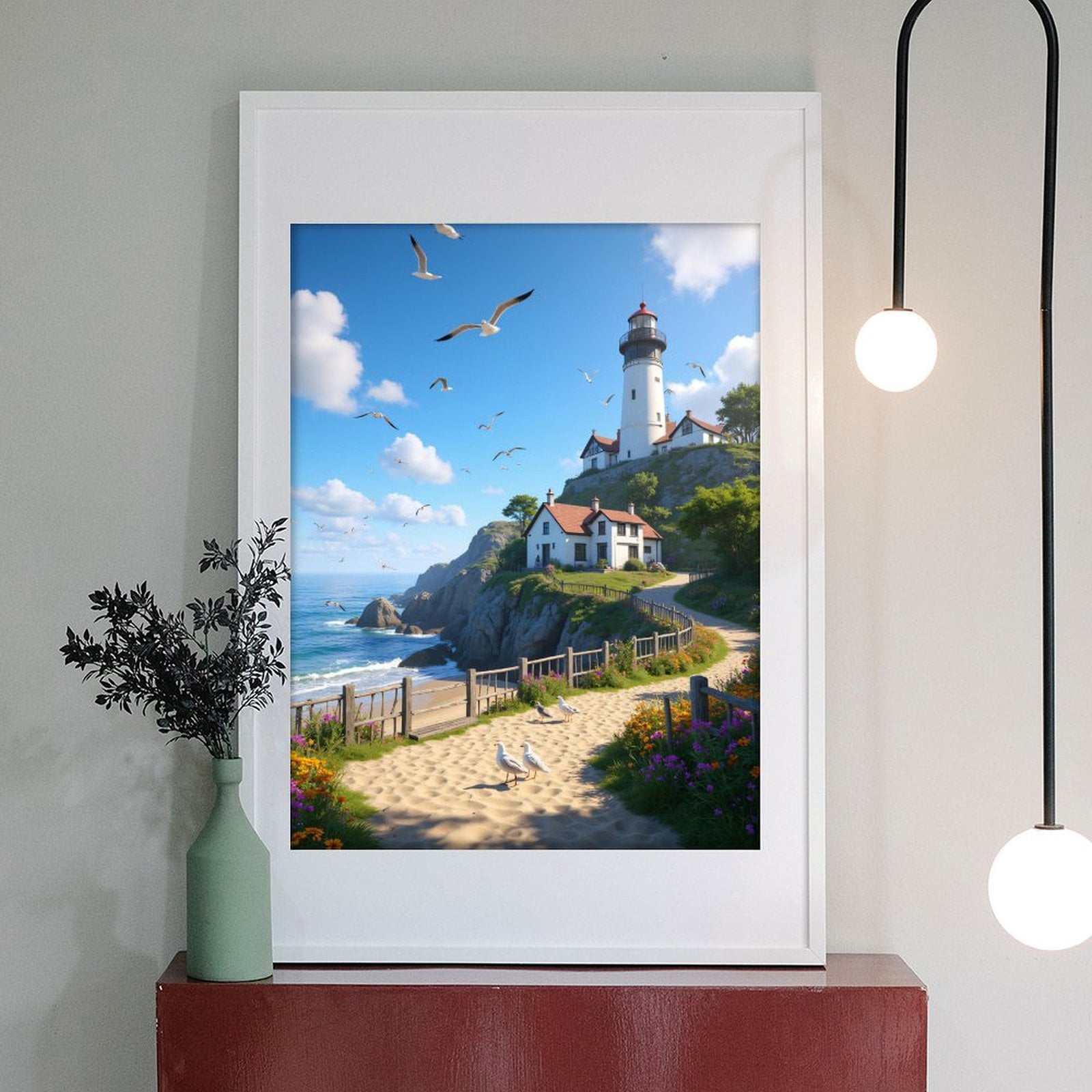 Diamond Art Kit for Adults, Coastal Lighthouse Scenic Pathway Diamond Painting for Adults Beginners, DIY Diamond Art Painting Kits, 5D Diamond Painting Crafts for Home Decor 12x16 Frameless