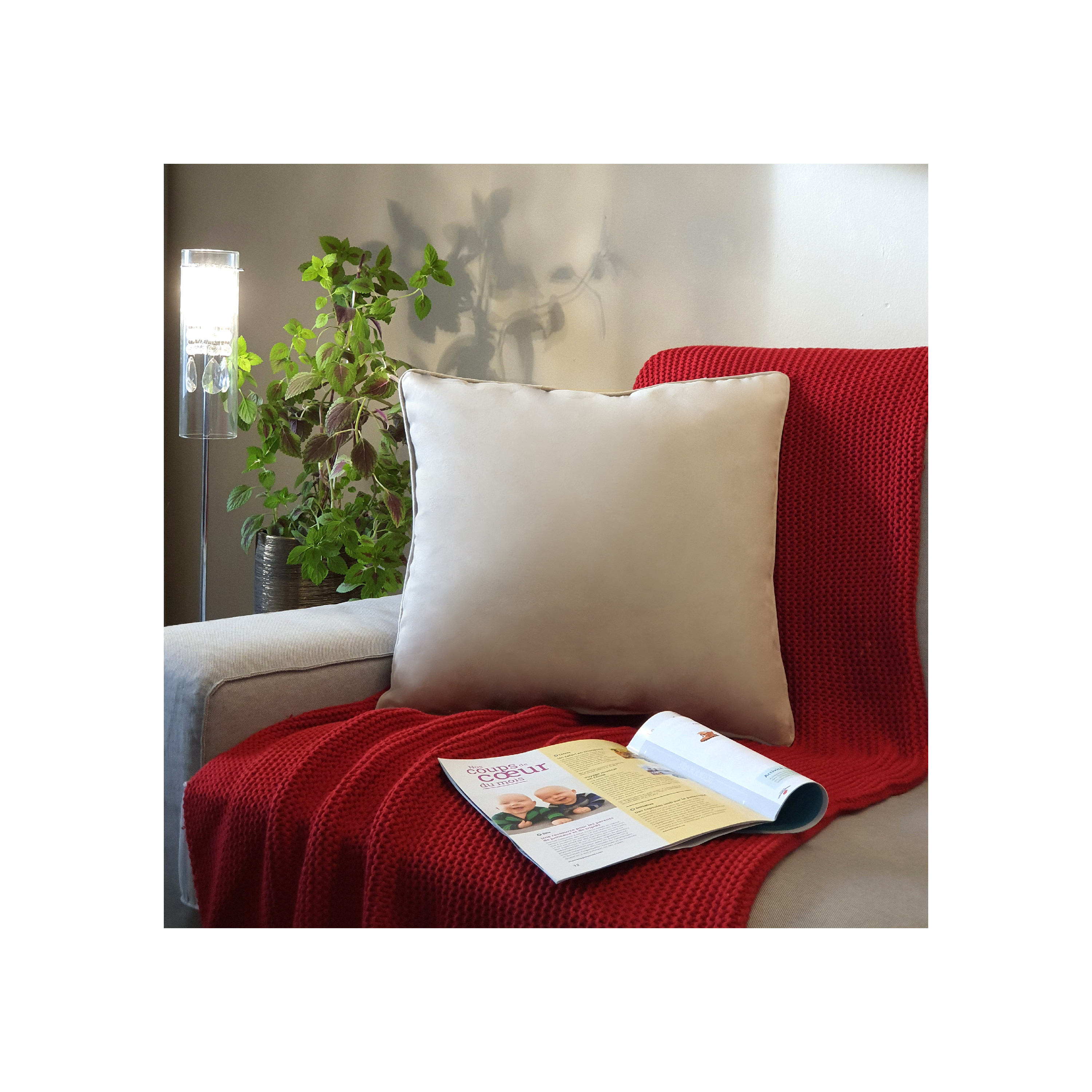 Loft Living Sicily Velvet Indoor Pillow 20 x 20 in Oyster