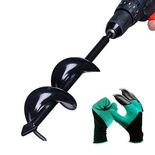 Auger Drill Bit for Planting 3x12inch Solid Shaft Garden Plant Flower Bulb Auger Rapid Planter Bulb & Bedding Plant Auger for 3/8 Hex Drive Drill Earth Auger Drill Fence Post Umbrella Hole Digger 