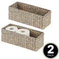 thumbnail image 2 of mDesign Woven Hyacinth Bathroom Toilet Tank Storage Basket Bin, 2 Pack, Gray, 2 of 8