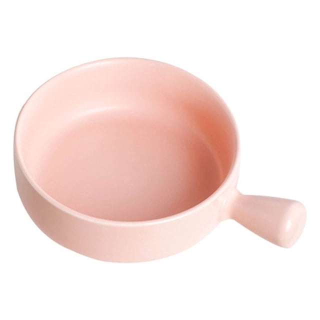 ziyahi Ceramic Salad Bowl Handled Solid Color Adorable Washable Cute Home Breakfast Dinner Soup Fruit Bowls Tableware Pink