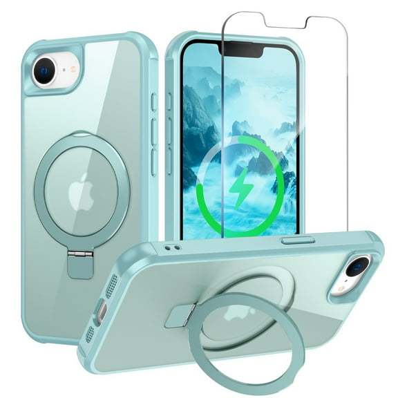 Phone Case for Apple iPhone 17e 16e 6.1", Full Body Protective iPhone 17e 16e Case with Screen Protector, Ring Holder Kickstand, Compatible with MagSafe & Car Mount Cover, Blue