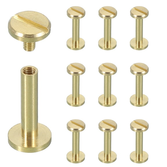 Uxcell 10 Sets Chicago Screw Rivets M4x18mm Metal Phillips Head Post Nail Rivet Stud Screws Connectors for DIY Leather Belt Bag Craft Bookbinding, Brass