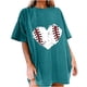 thumbnail image 1 of Tops de manga corta con hombros caídos informales de verano para mujer, camisetas divertidas con cuello redondo y estampado de béisbol OAVQHLG3B Store  lin121212, 1 of 5