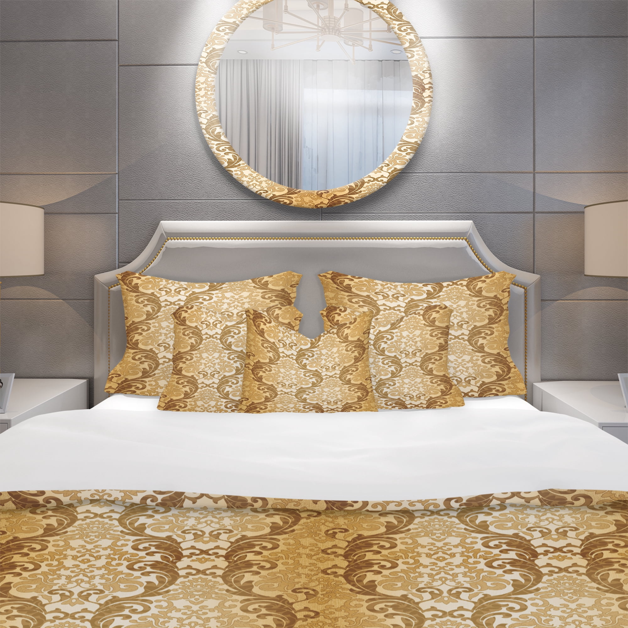 Designart 'Damask pattern' Mid-Century Modern Duvet Cover Set