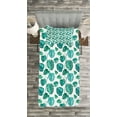 thumbnail image 3 of Ambesonne Green Leaf Quilted Bedspread Set 2 Pcs, Rainforest Jungle Leaf, Twin Size, Sea Green White Teal, 3 of 3