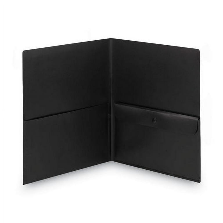 Poly Two-Pocket Folder with Snap Closure Security Pocket, 100-Sheet Capacity, 11 x 8.5, Black, 5/Pack Poly Two-Pocket Folder with Snap Closure Security Pocket, 100-Sheet Capacity, 11 x 8.5, Black, 5/Pack