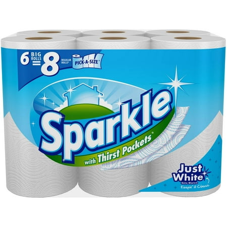 Sparkle Pick-A-Size White Paper Towels, 95 sheets, 6 rolls